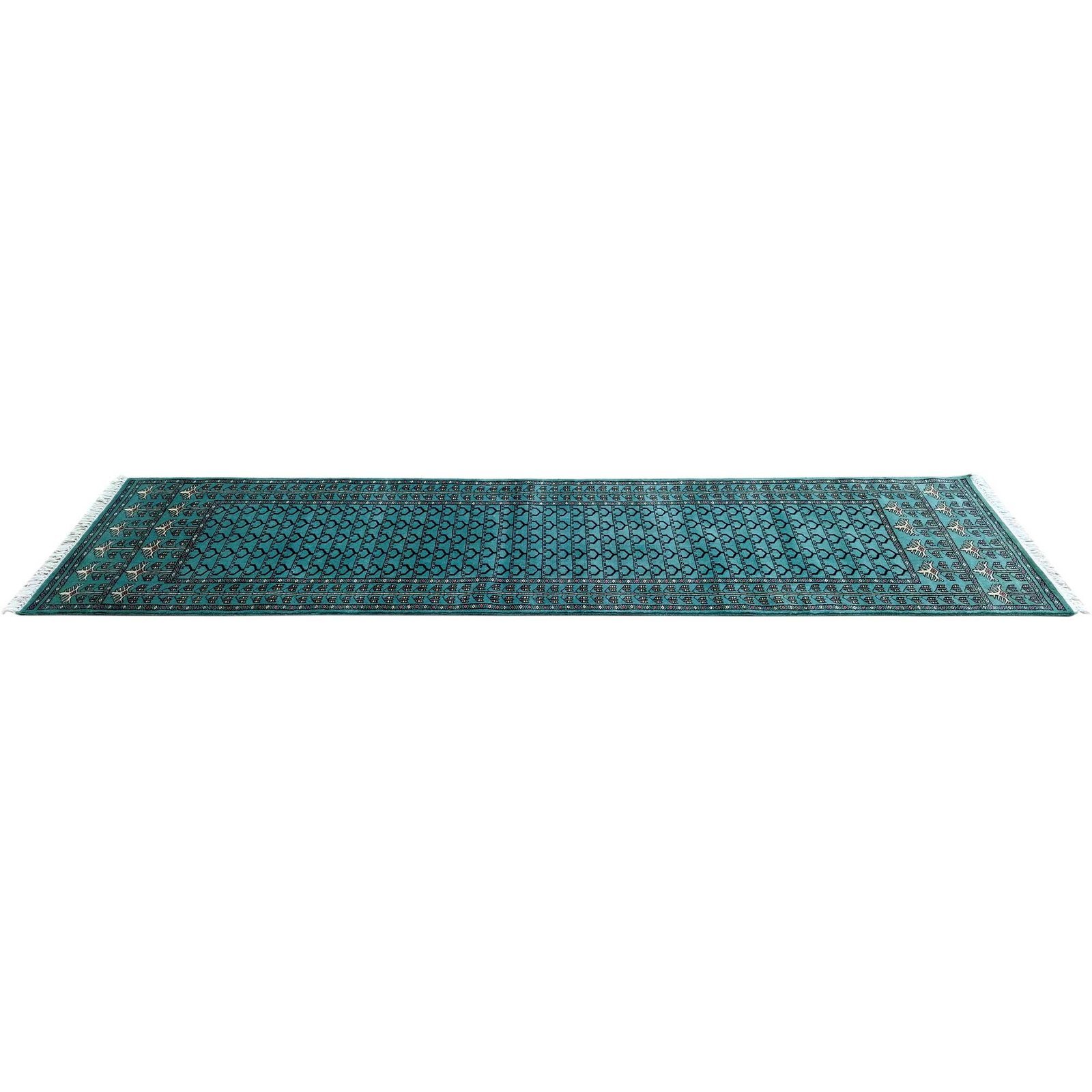 2.5x10 Feet Turquoise Runner Hand Knotted Wool Carpet - Image 4