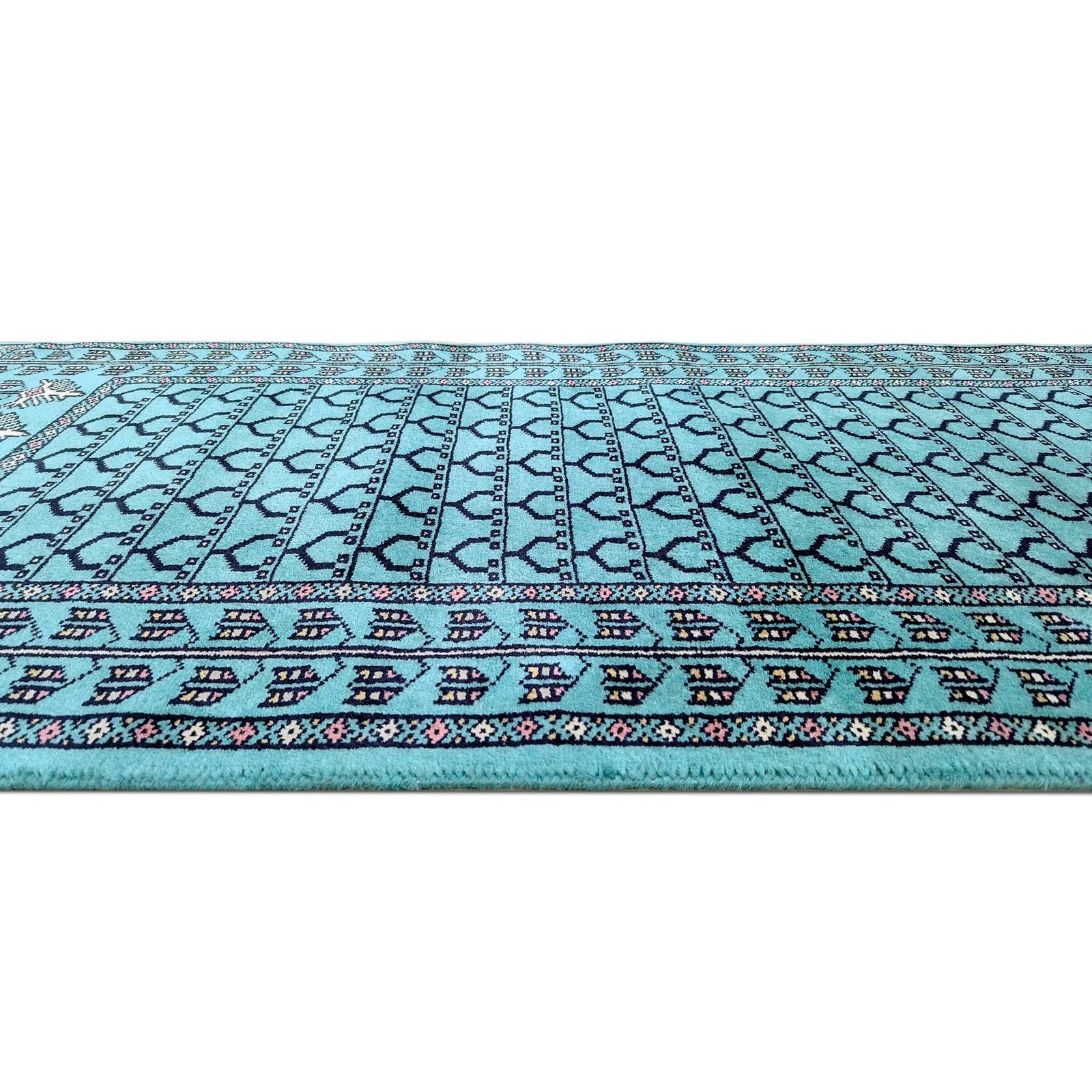 2.5x10 Feet Turquoise Runner Hand Knotted Wool Carpet - Image 5