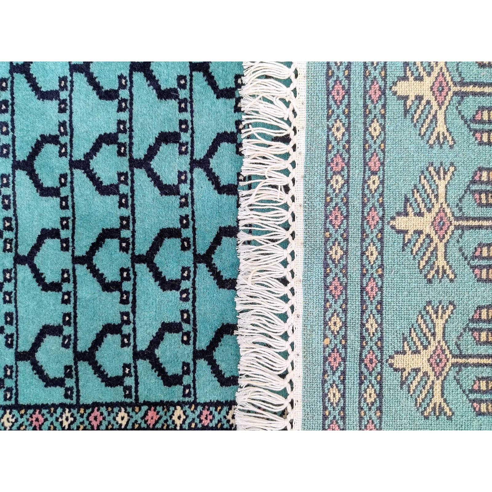 2.5x10 Feet Turquoise Runner Hand Knotted Wool Carpet - Image 6