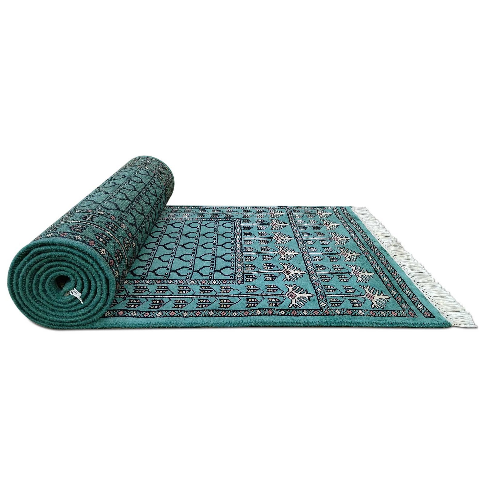 2.5x10 Feet Turquoise Runner Hand Knotted Wool Carpet - Image 7