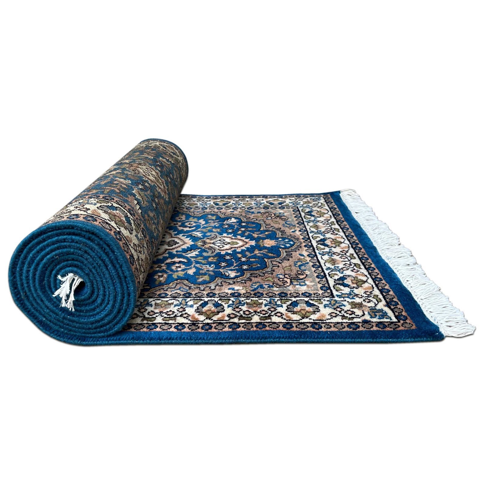 2.5x10 ft Hand Knotted Wool Runner Carpet – Blue Indo-Persian Design | Long Hallway Carpet - Image 4