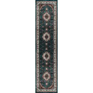 2.5x10 ft Hand Knotted Woolen Runner Carpet Turquoise Indopersian