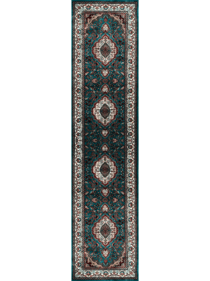 2.5x10 ft Hand Knotted Woolen Runner Carpet Turquoise Indopersian