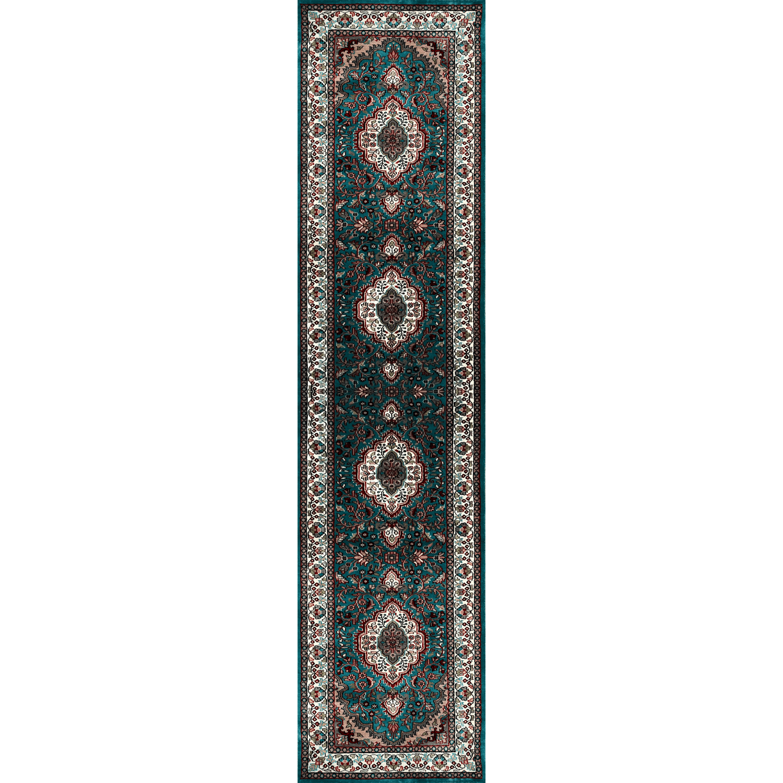 2.5x10 ft Hand Knotted Woolen Runner Carpet Turquoise Indopersian