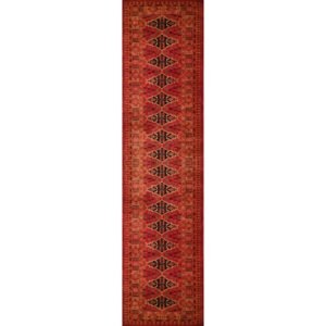 2.5x10 Feet Hand Knotted Red Wool Carpet Bukhara