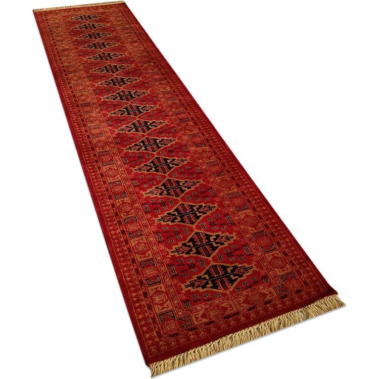 2.5x10 Feet Hand Knotted Red Wool Carpet Bukhara - Image 2