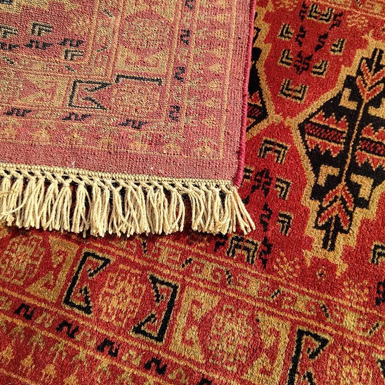 2.5x10 Feet Hand Knotted Red Wool Carpet Bukhara - Image 3