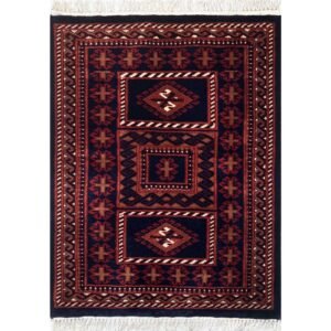 2.5x3 ft Hand Knotted Woolen Carpet Dubba Black