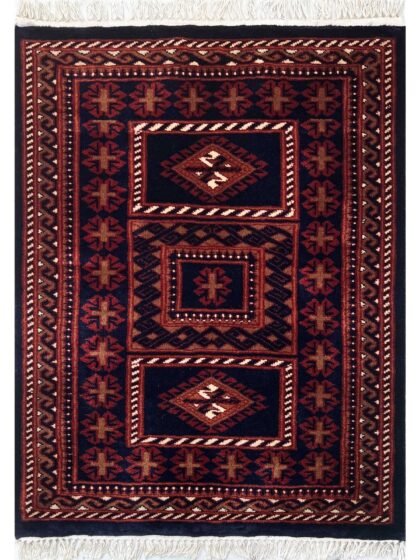 2.5x3 ft Hand Knotted Woolen Carpet Dubba Black