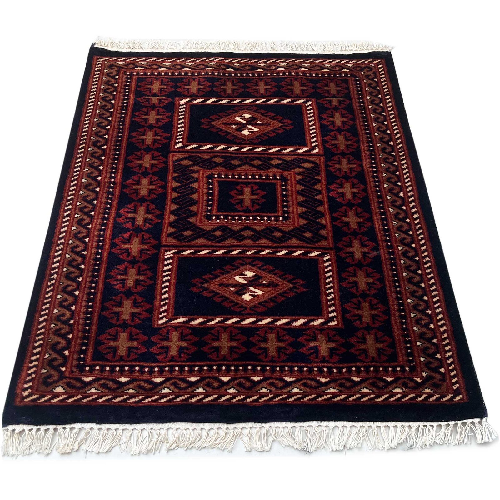 2.5x3 ft Hand Knotted Woolen Carpet Dubba Black - Image 2