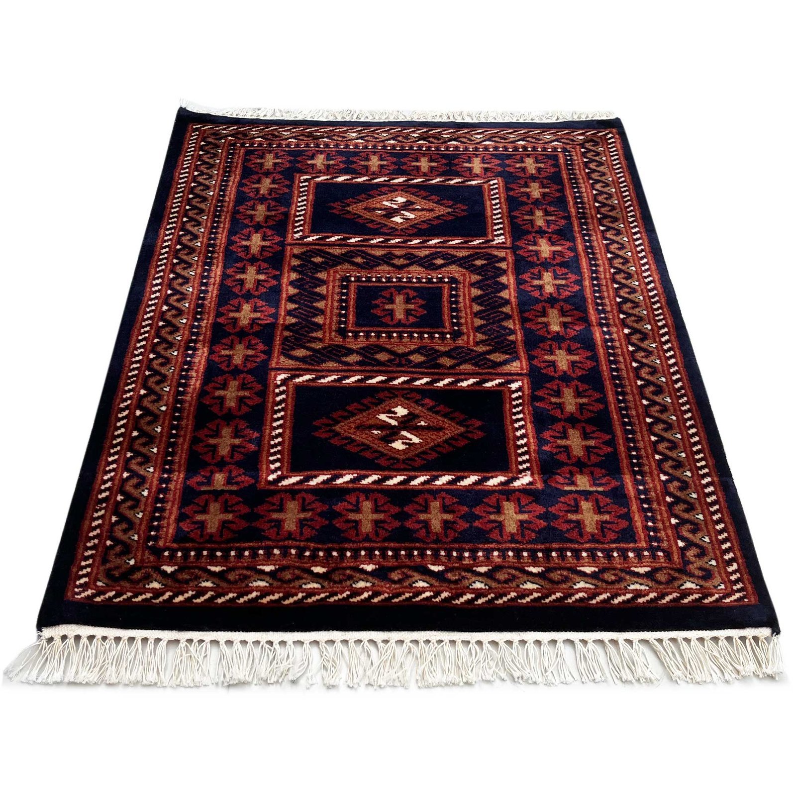 2.5x3 ft Hand Knotted Woolen Carpet Dubba Black - Image 6
