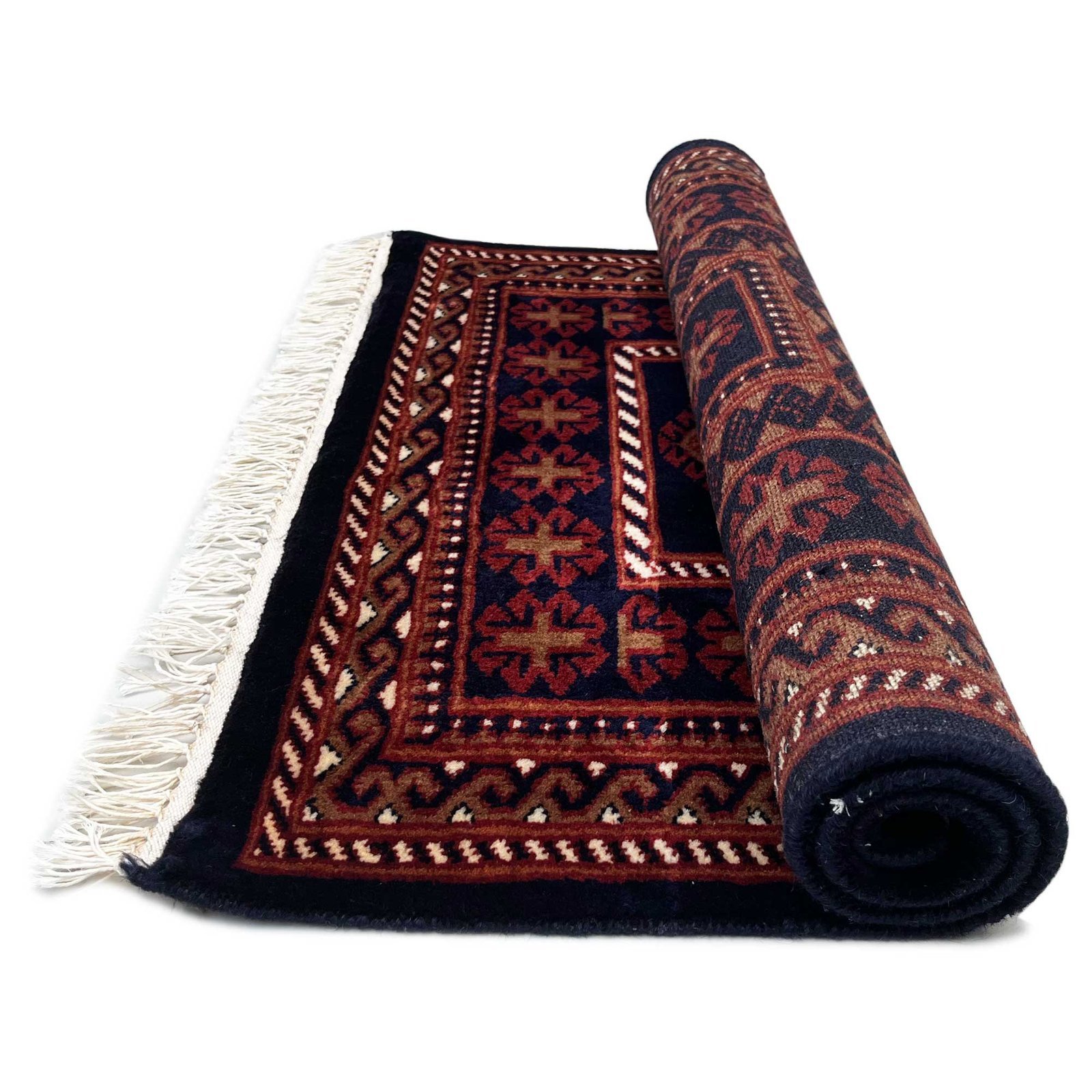 2.5x3 ft Hand Knotted Woolen Carpet Dubba Black - Image 3