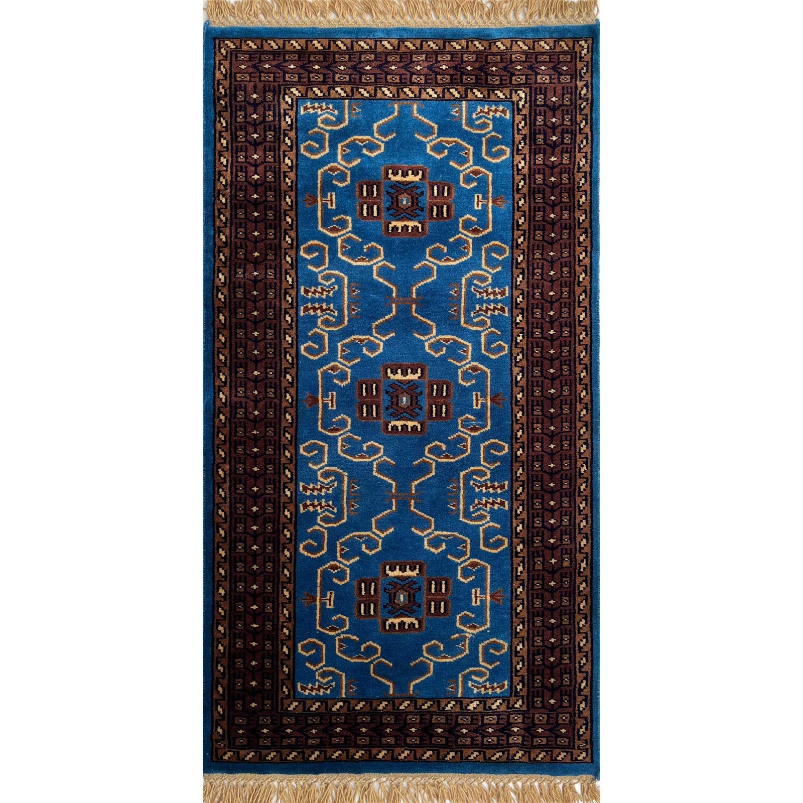 2.5x4.5 ft Hand Knotted Woolen Carpet Palace Blue