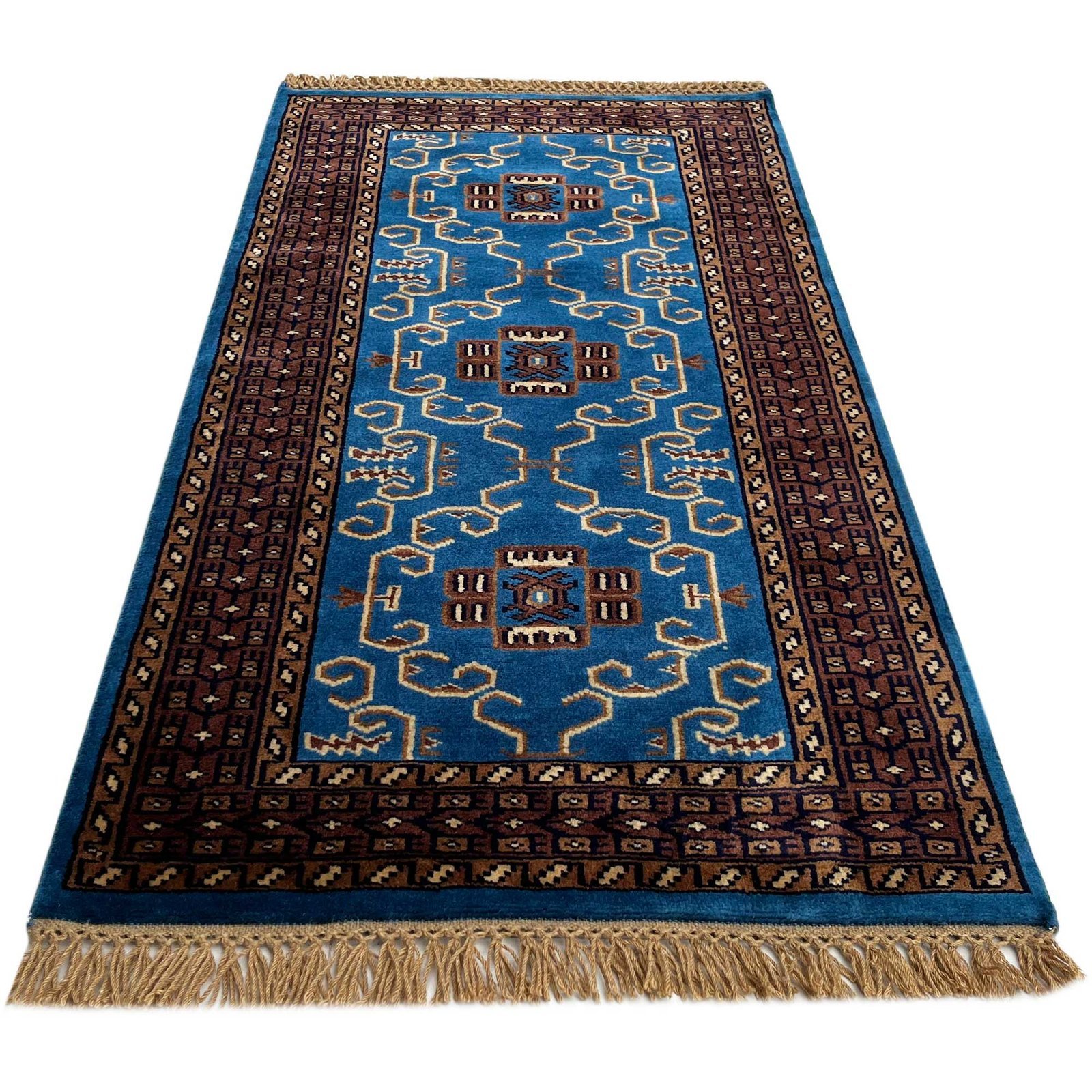 2.5x4.5 ft Hand Knotted Woolen Carpet Palace Blue - Image 2