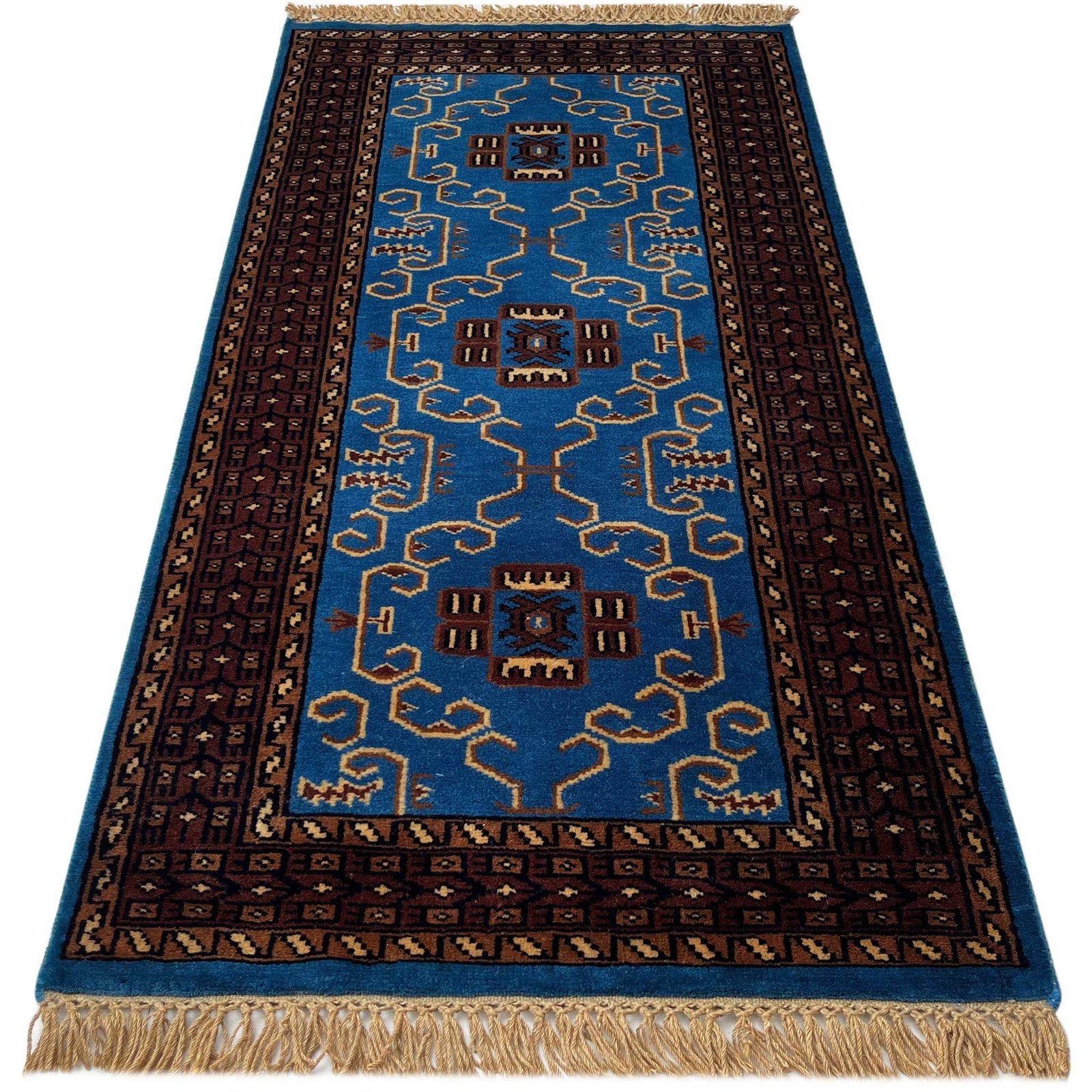 2.5x4.5 ft Hand Knotted Woolen Carpet Palace Blue - Image 7