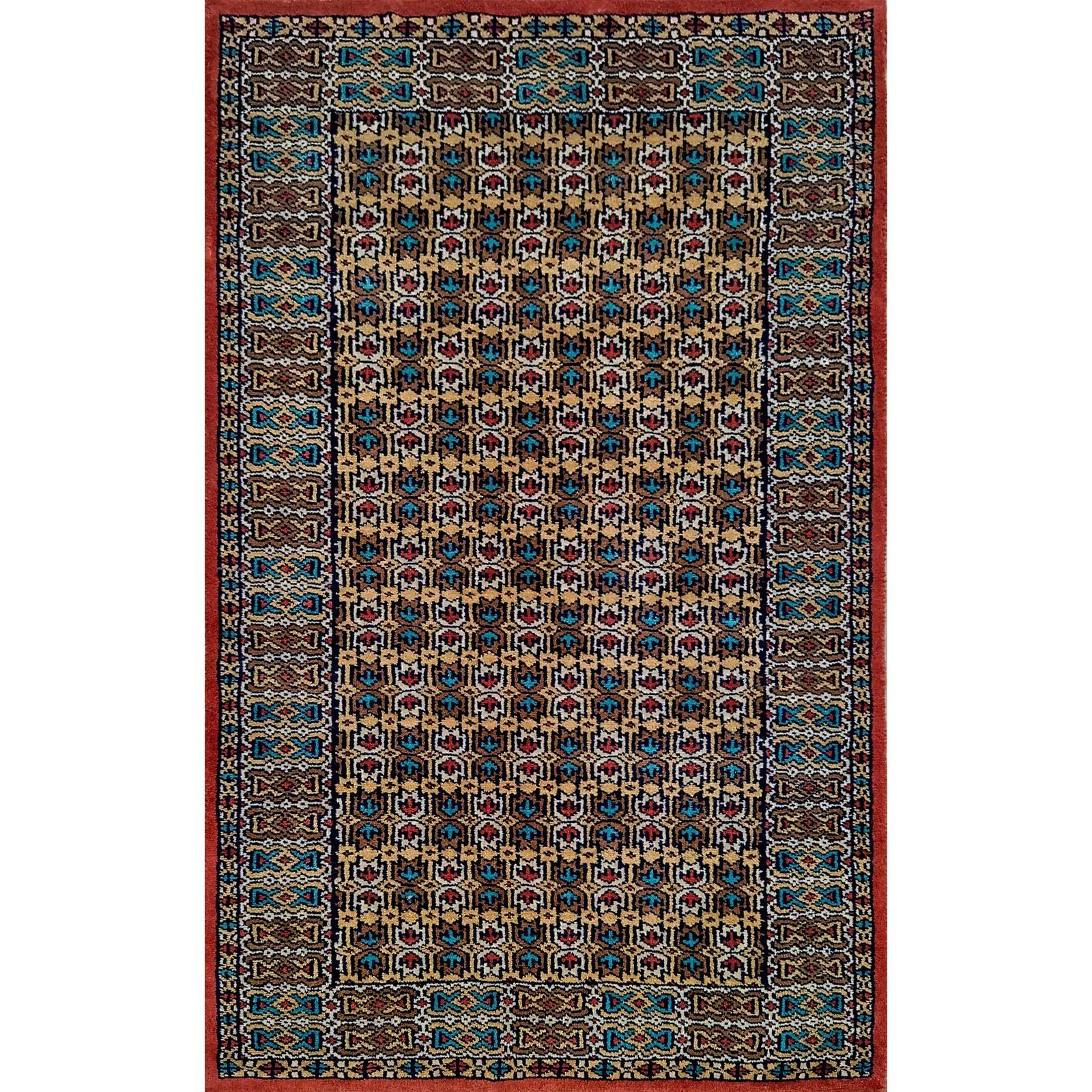 2.5x4 Feet Hand Knotted Wool Carpet Copper