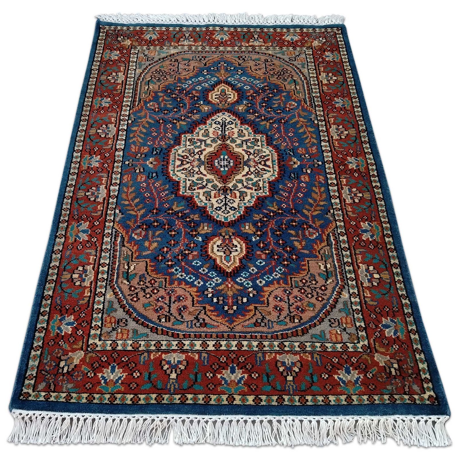 2.5x4 Ft Hand Knotted Blue Persian Wool Carpet - Image 2