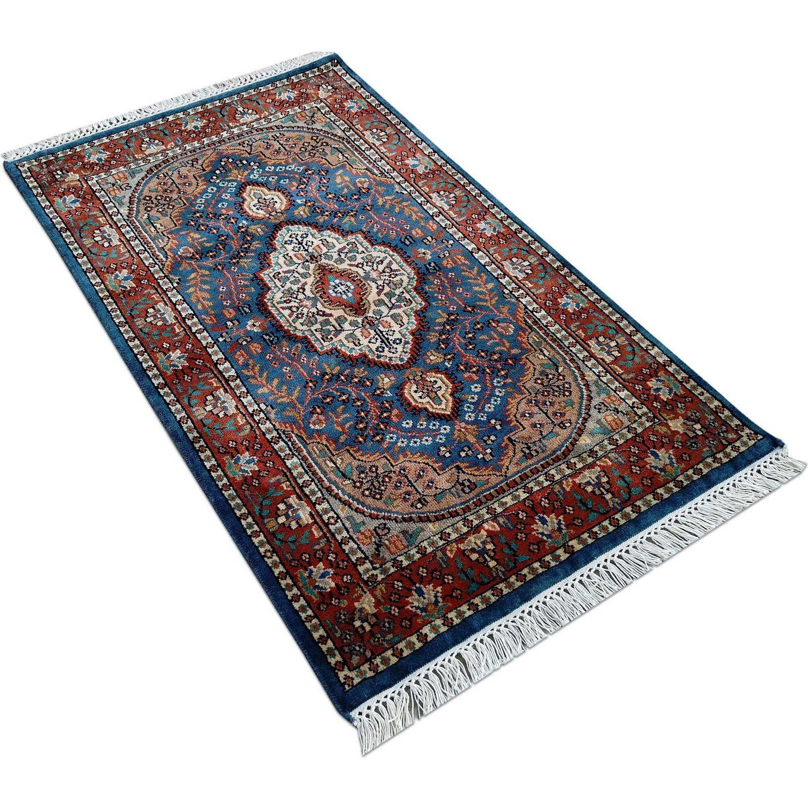 2.5x4 Ft Hand Knotted Blue Persian Wool Carpet - Image 3