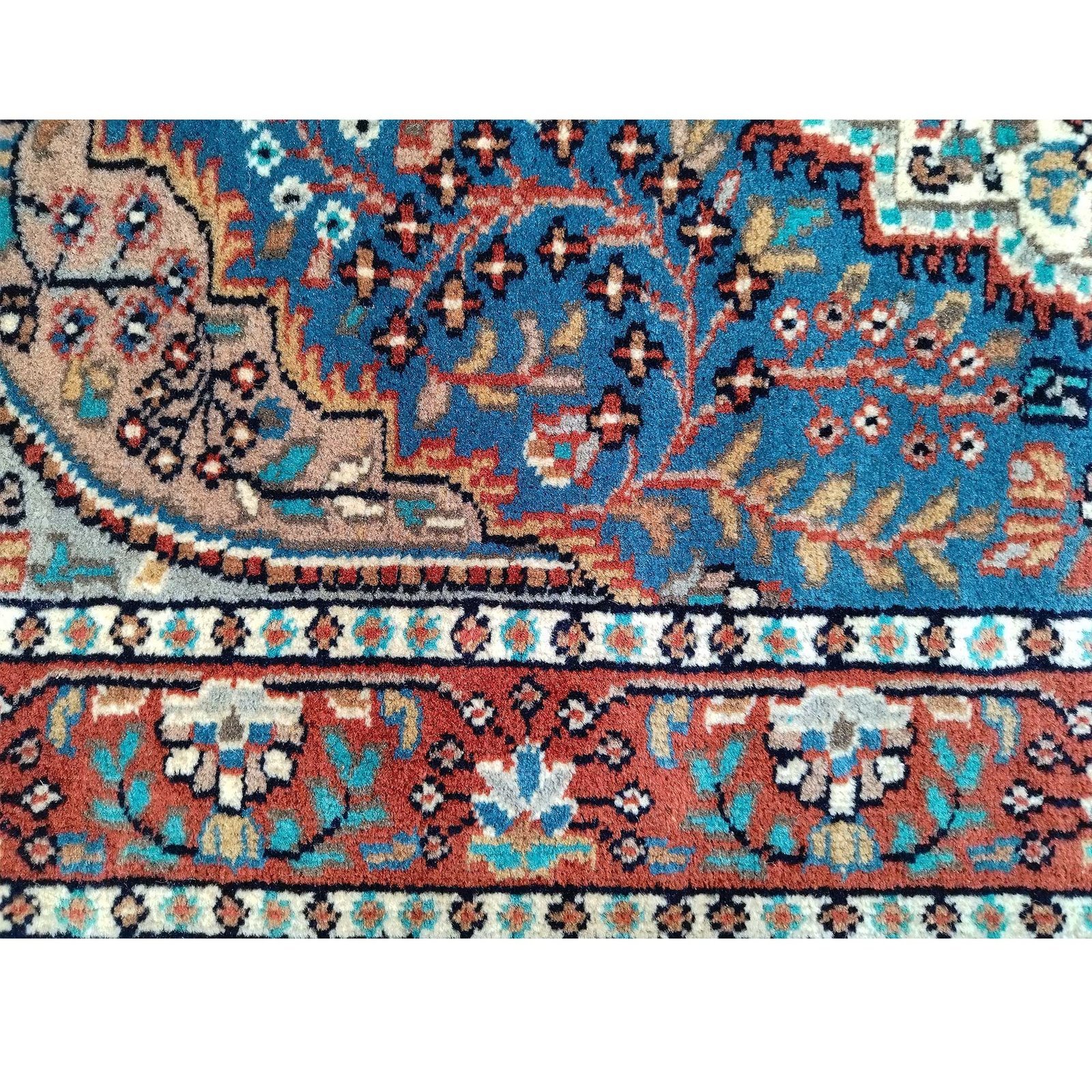 2.5x4 Ft Hand Knotted Blue Persian Wool Carpet - Image 5