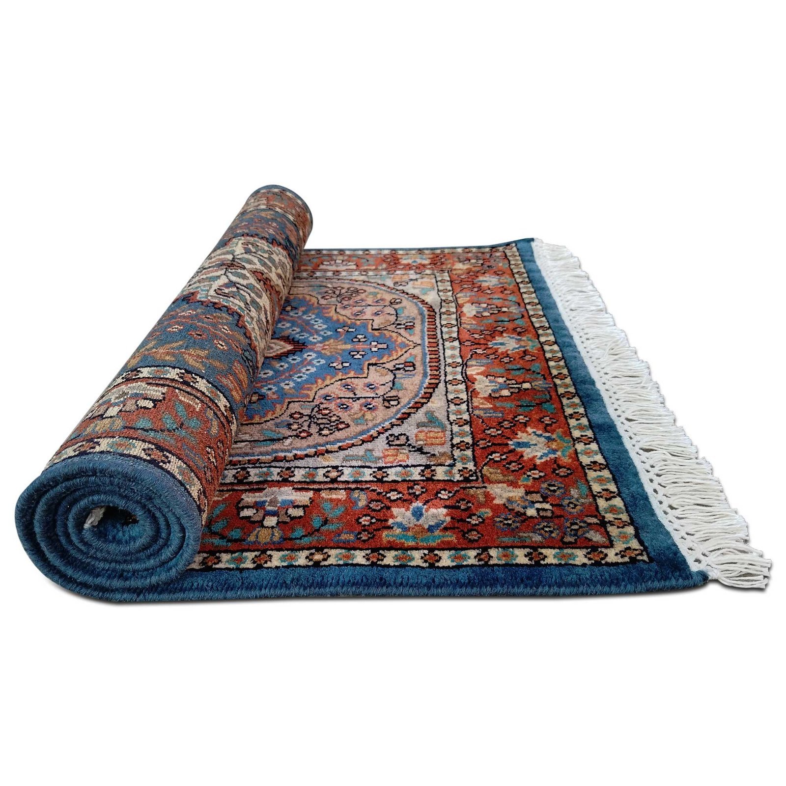 2.5x4 Ft Hand Knotted Blue Persian Wool Carpet - Image 7