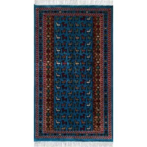 2.5x4 ft Hand-knotted Woolen Carpet Bakri Blue