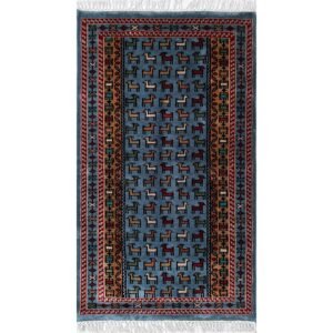 2.5x4 ft Hand-knotted Woolen Carpet Bakri Bluish Gray