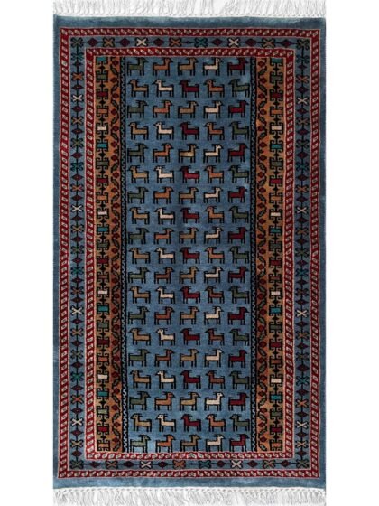 2.5x4 ft Hand-knotted Woolen Carpet Bakri Bluish Gray