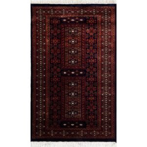 2.5x4 ft Hand Knotted Woolen Carpet Dubba Black