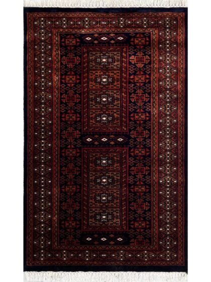2.5x4 ft Hand Knotted Woolen Carpet Dubba Black