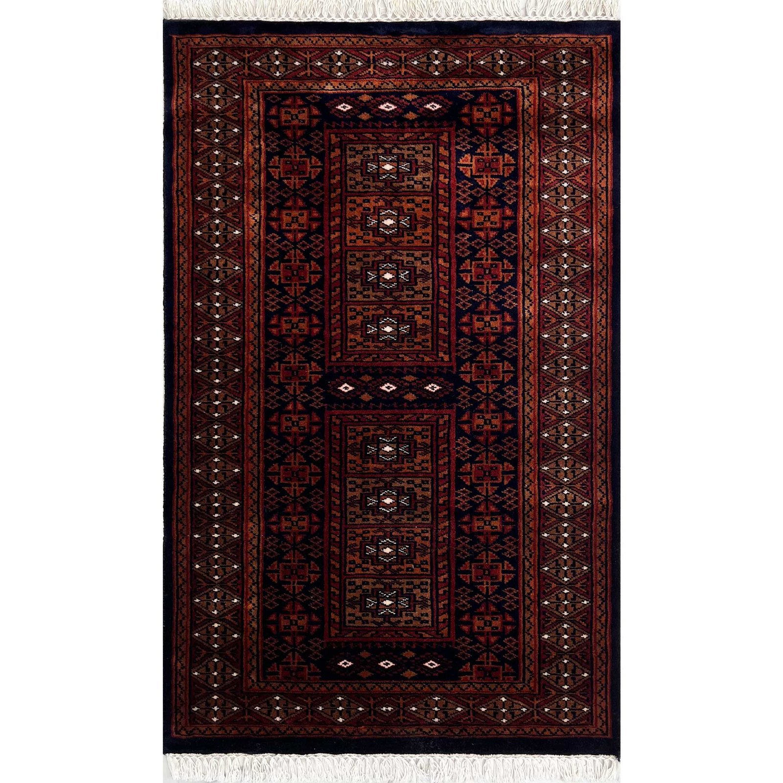 2.5x4 ft Hand Knotted Woolen Carpet Dubba Black