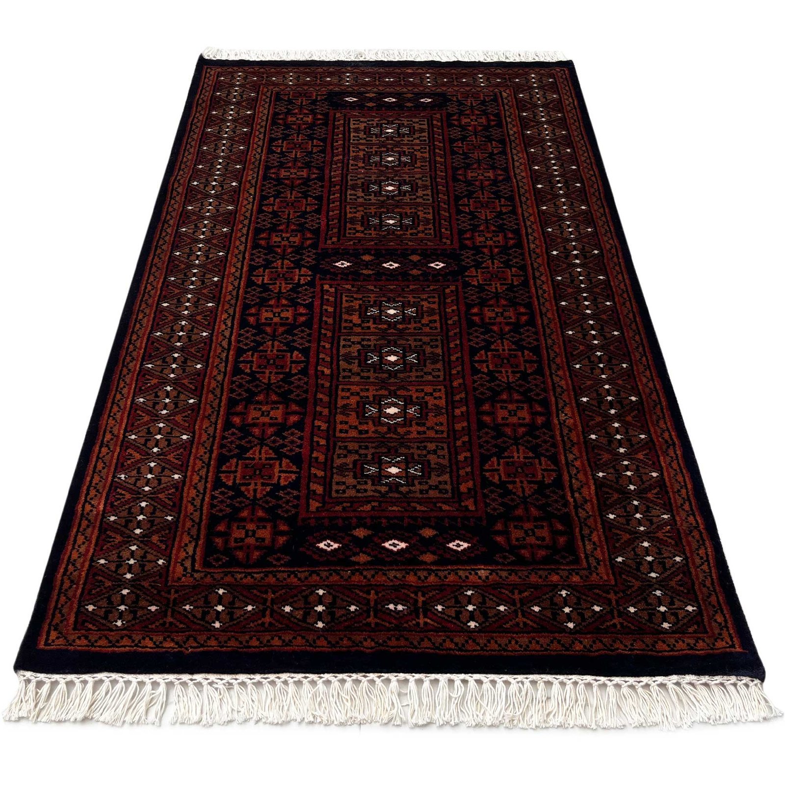 2.5x4 ft Hand Knotted Woolen Carpet Dubba Black - Image 2