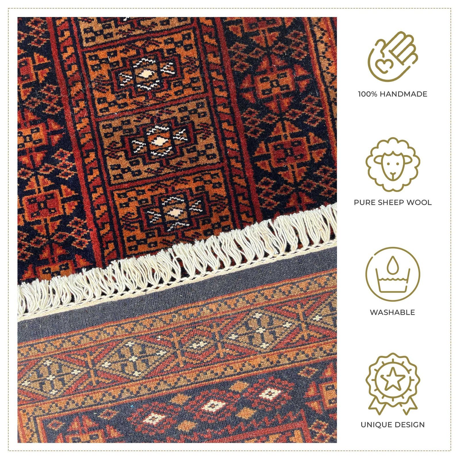 2.5x4 ft Hand Knotted Woolen Carpet Dubba Black - Image 4