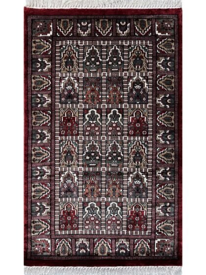2.5x4 feet Hand Knotted Bamboo Silk Carpet Hamadan Red