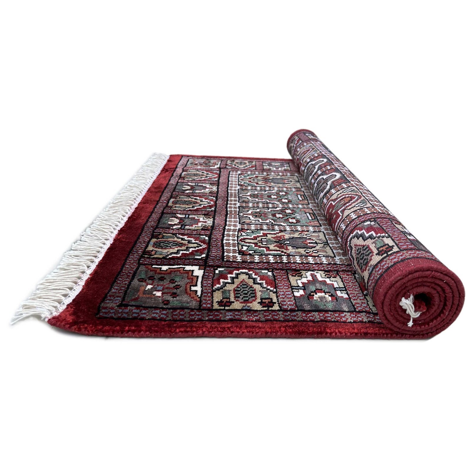 2.5x4 feet Hand Knotted Bamboo Silk Carpet Hamadan Red - Image 3