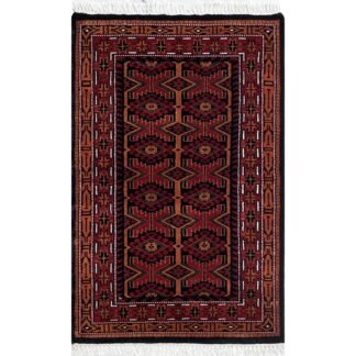 2.5x4 ft Hand Knotted Woolen Carpet Kangura Black