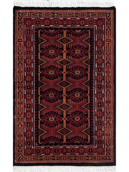 2.5x4 ft Hand Knotted Woolen Carpet Kangura Black