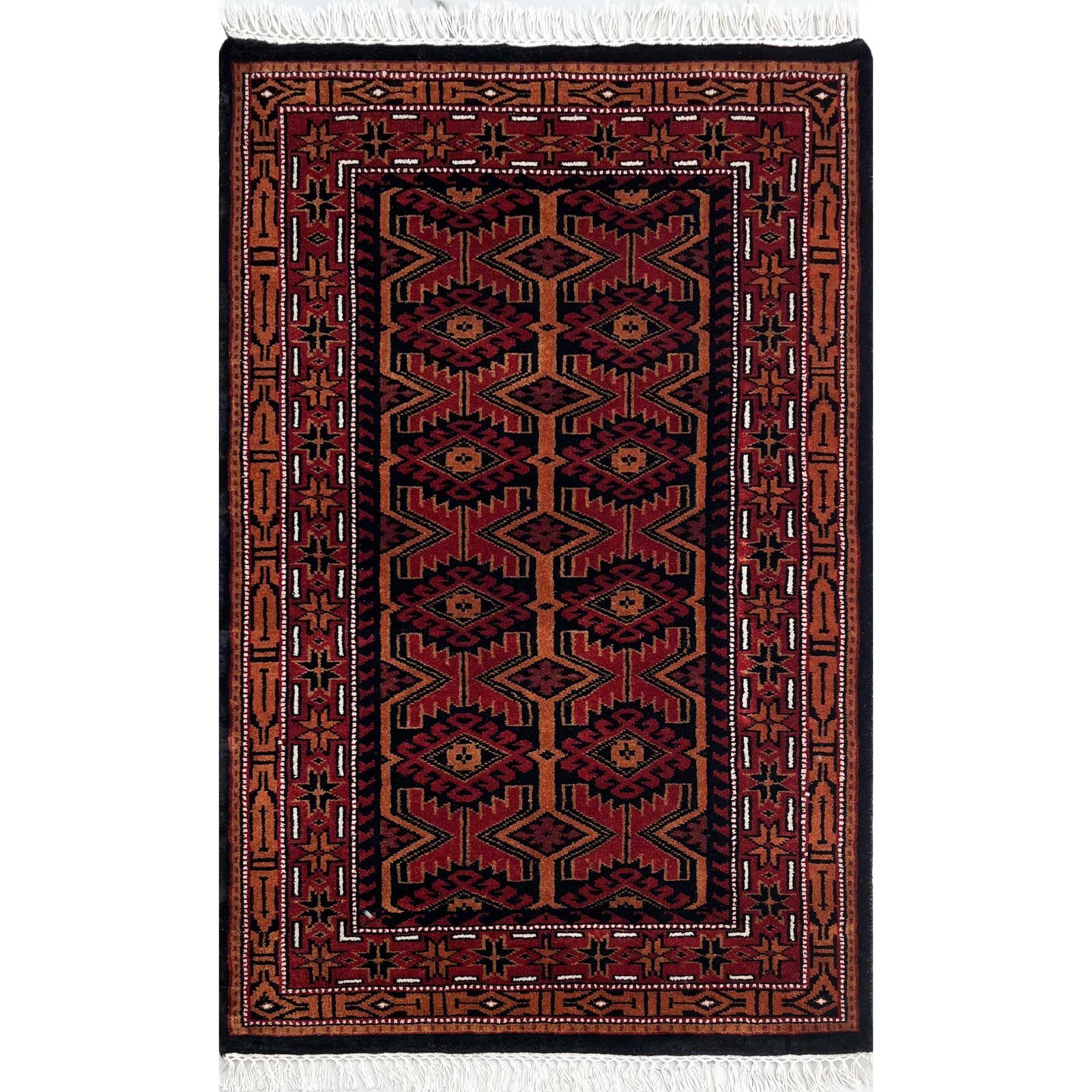 2.5x4 ft Hand Knotted Woolen Carpet Kangura Black