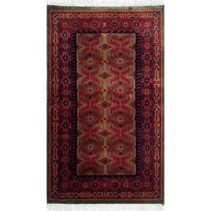 Handmade Tribal Kangura Wool Area Carpet, Green and Red, 2.5x4 ft, Hand Knotted