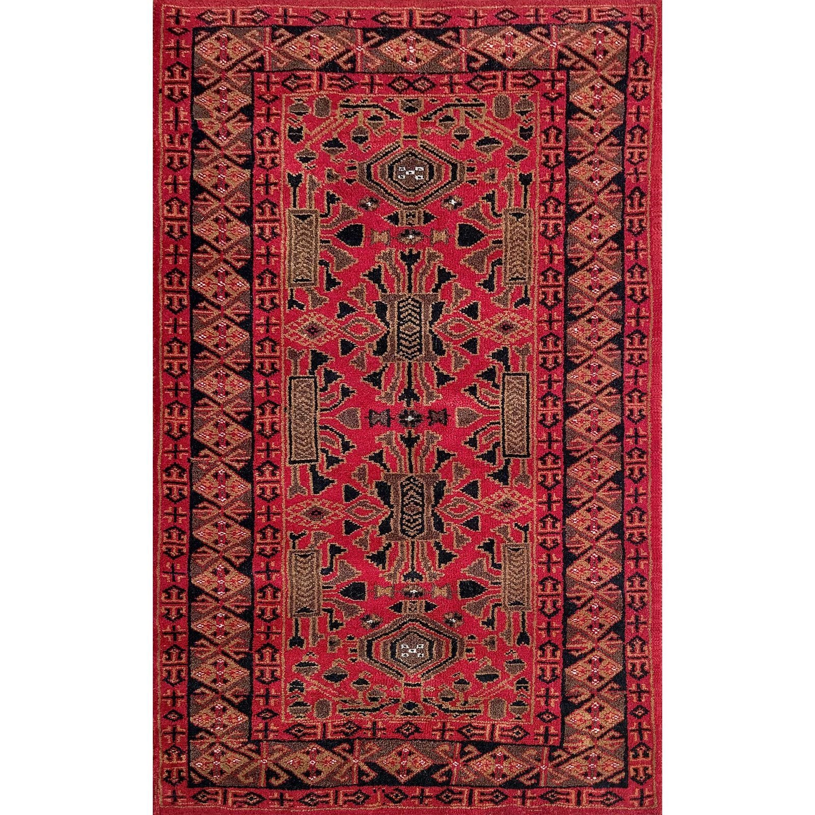 2.5x4 Feet Red Hand Knotted Wool Carpet Kenkda