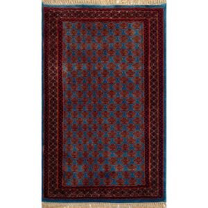 2.5x4 ft Hand Knotted Woolen Carpet Blue lichi