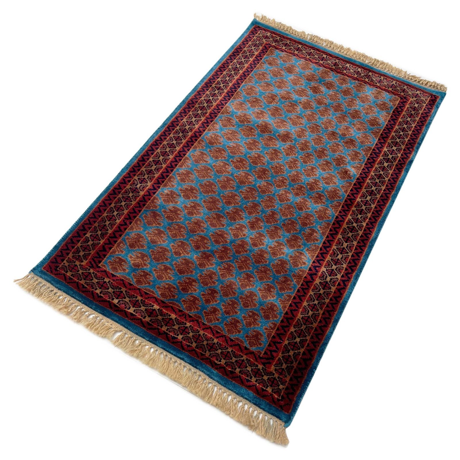 2.5x4 ft Hand Knotted Woolen Carpet Blue lichi - Image 2