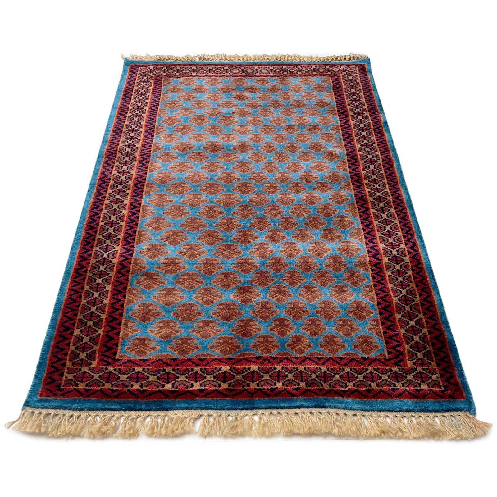 2.5x4 ft Hand Knotted Woolen Carpet Blue lichi - Image 8