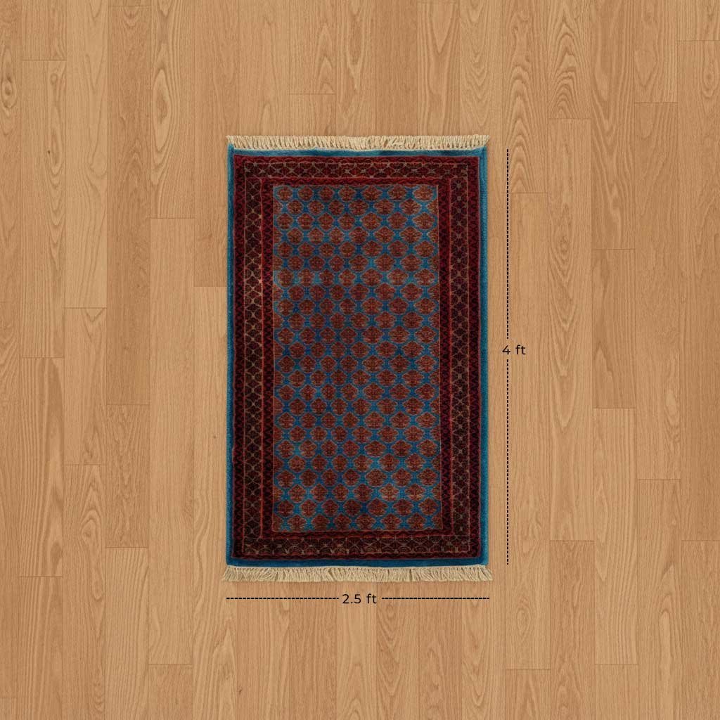 2.5x4 ft Hand Knotted Woolen Carpet Blue lichi - Image 3