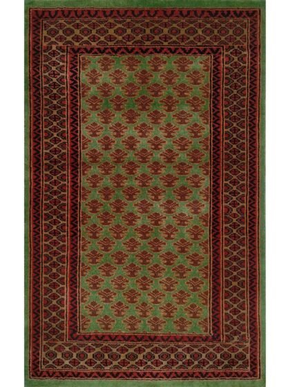 2.5x4 feet Hand Knotted Wool Carpet Lichi Green