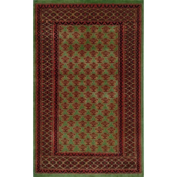 2.5x4 feet Hand Knotted Wool Carpet Lichi Green