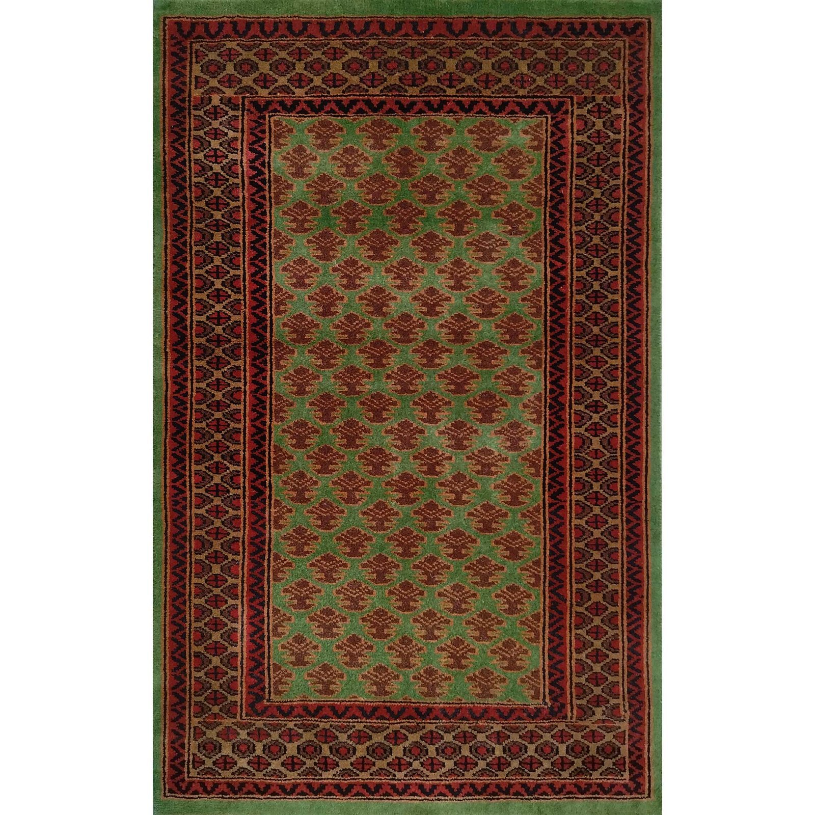 2.5x4 feet Hand Knotted Wool Carpet Lichi Green
