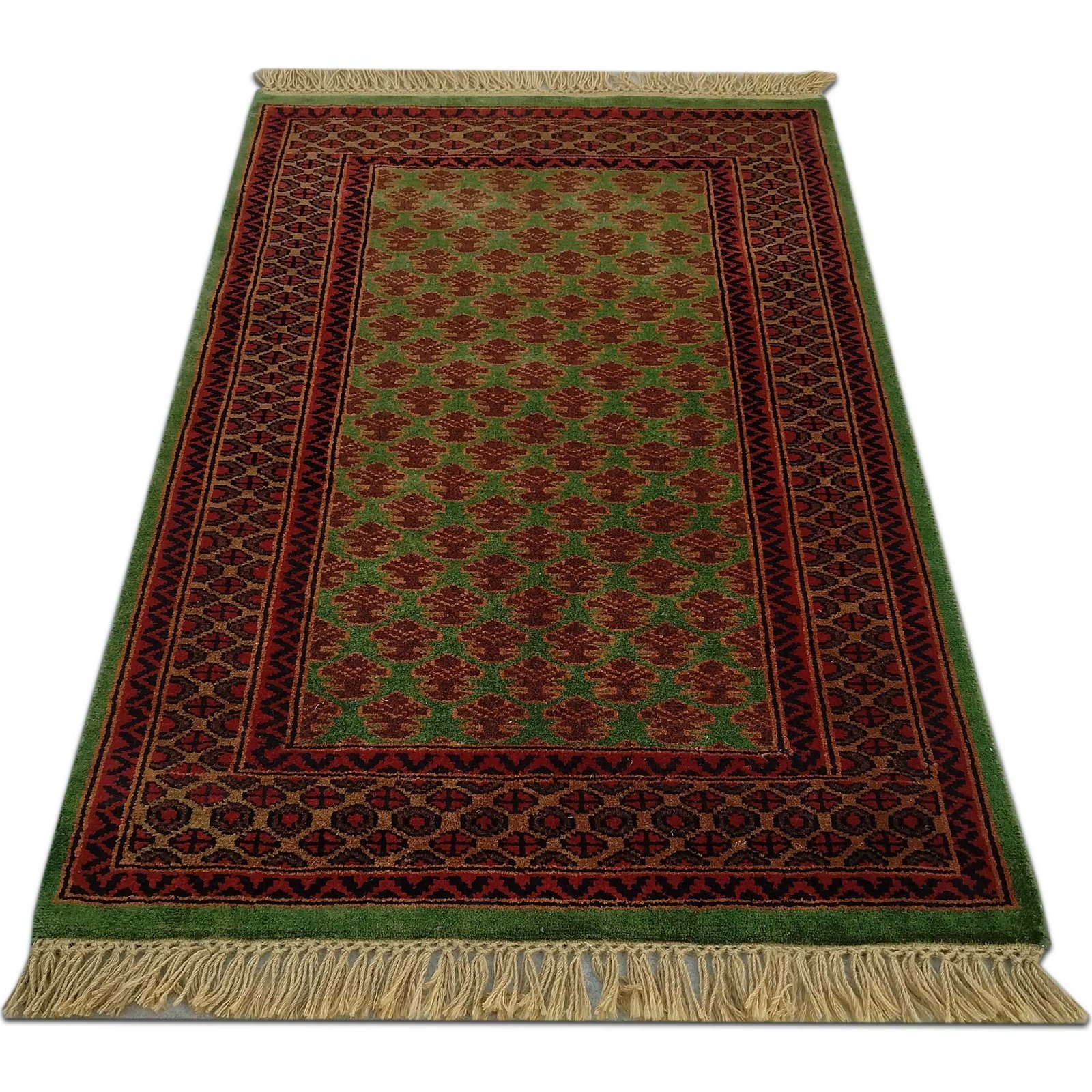 2.5x4 feet Hand Knotted Wool Carpet Lichi Green - Image 2