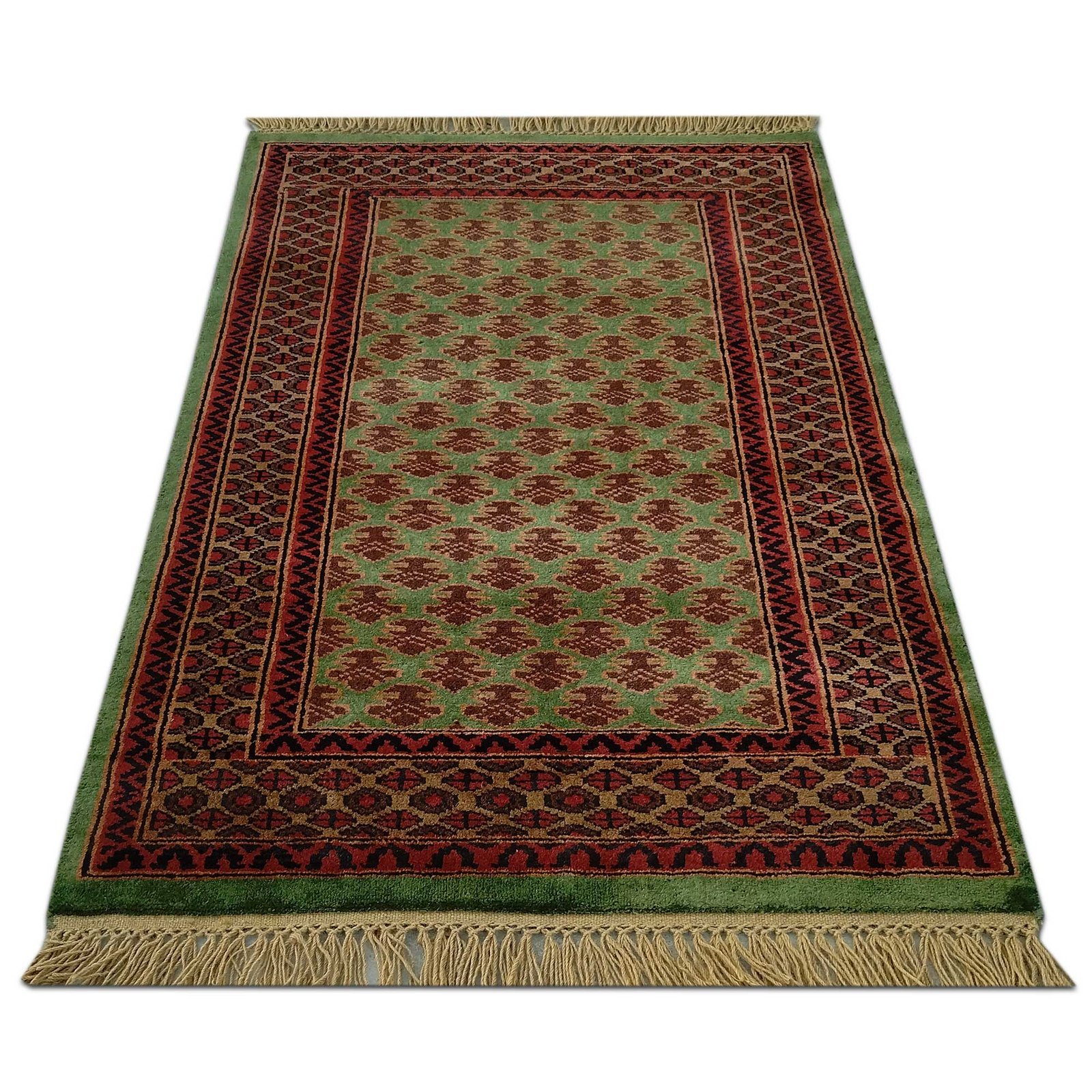 2.5x4 feet Hand Knotted Wool Carpet Lichi Green - Image 3