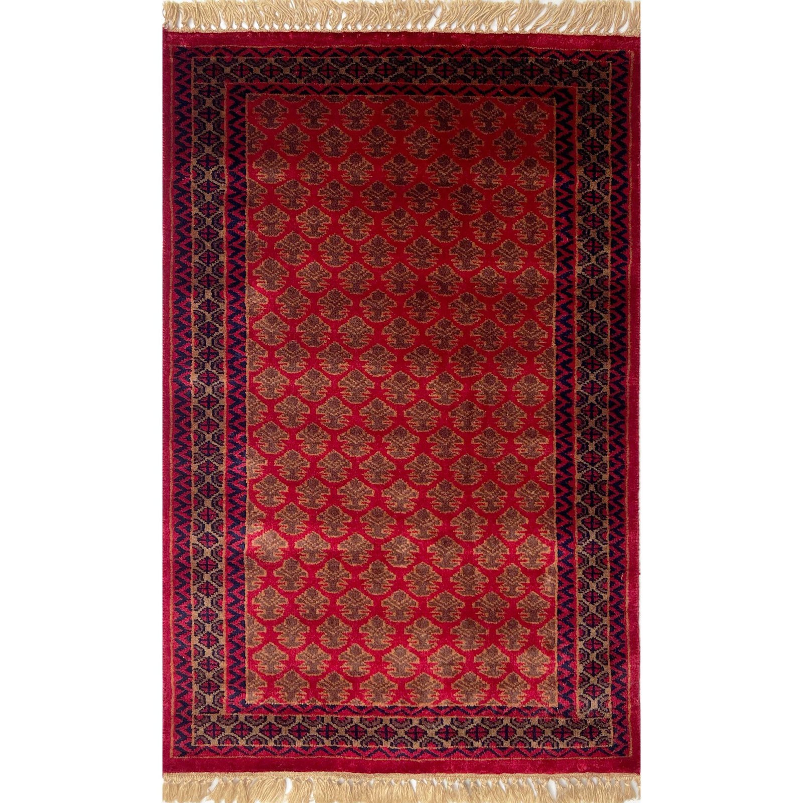 2.5x4 ft Hand Knotted Woolen Carpet Red lichi