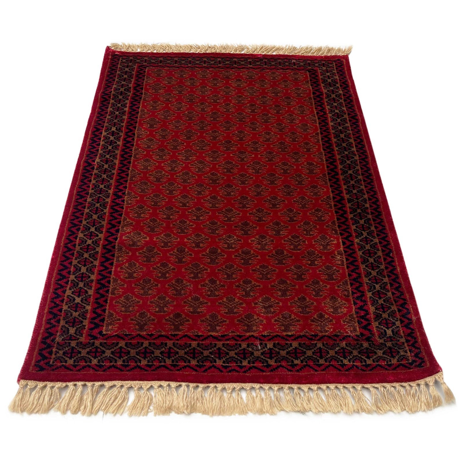 2.5x4 ft Hand Knotted Woolen Carpet Red lichi - Image 2